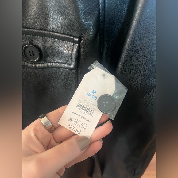 NWT! Women’s True & Co Faux Leather Button Down - Picture 3 of 6